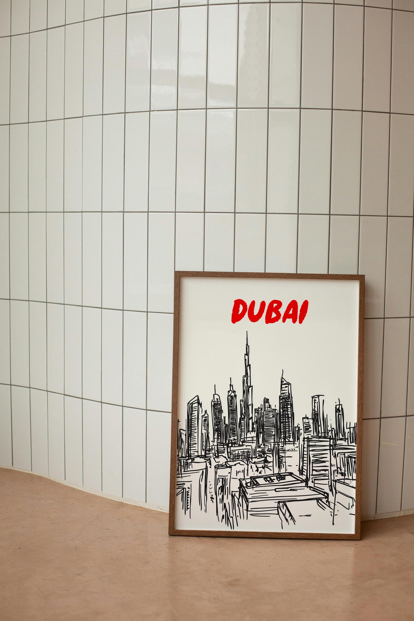 Dubai Skyline Print | Minimalist UAE Cityscape Art | Black & White Burj Khalifa Poster | Dubai Travel Wall Decor | Modern Urban Architecture