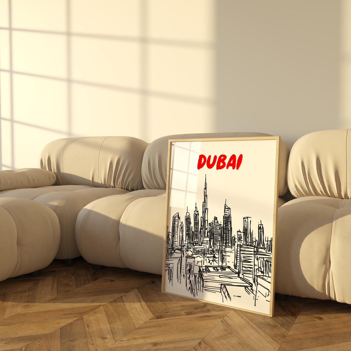Dubai Skyline Print | Minimalist UAE Cityscape Art | Black & White Burj Khalifa Poster | Dubai Travel Wall Decor | Modern Urban Architecture