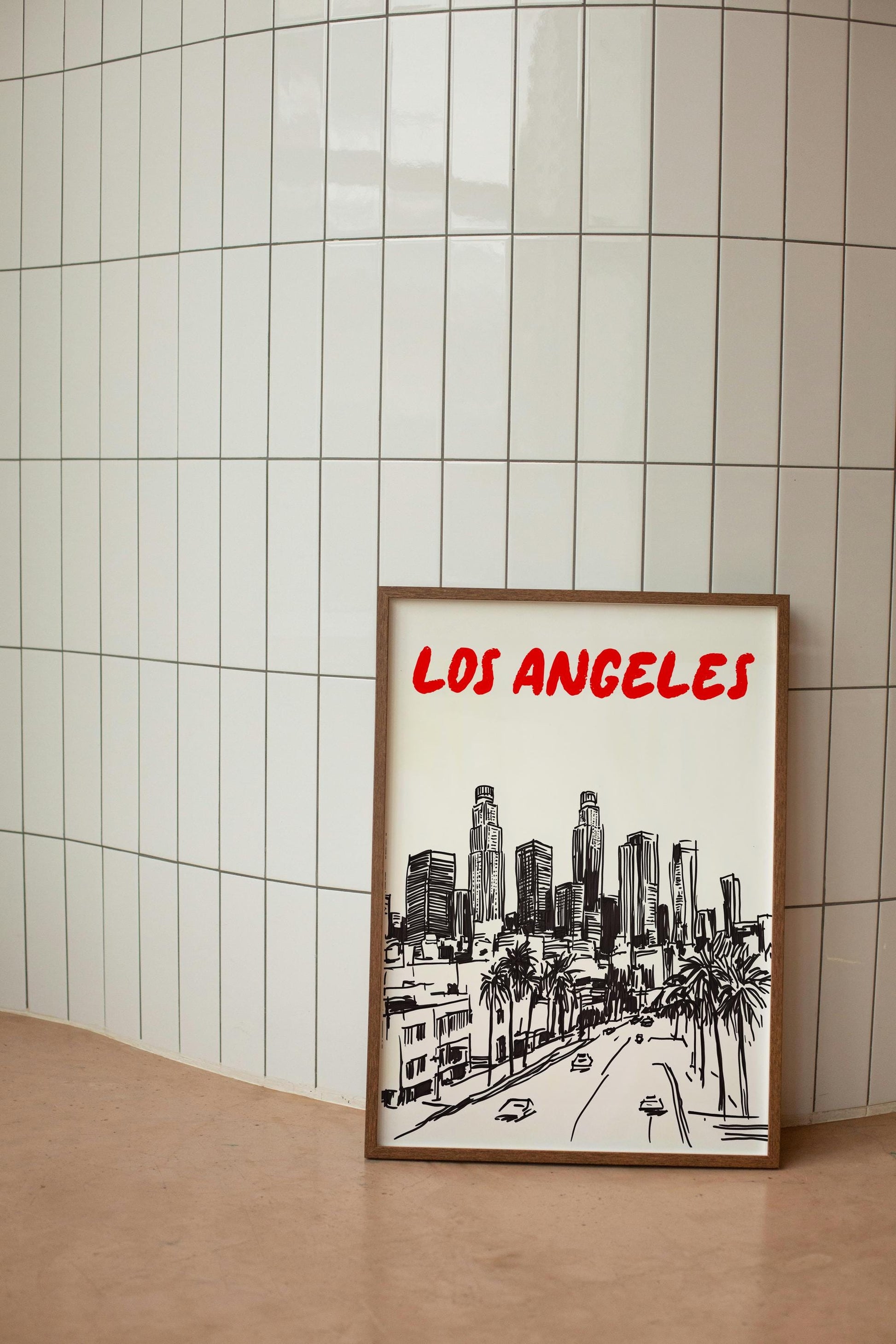 Los Angeles Skyline Print | LA Cityscape Wall Art | Minimalist Los Angeles Poster | Black & White Urban Sketch | Modern LA Decor
