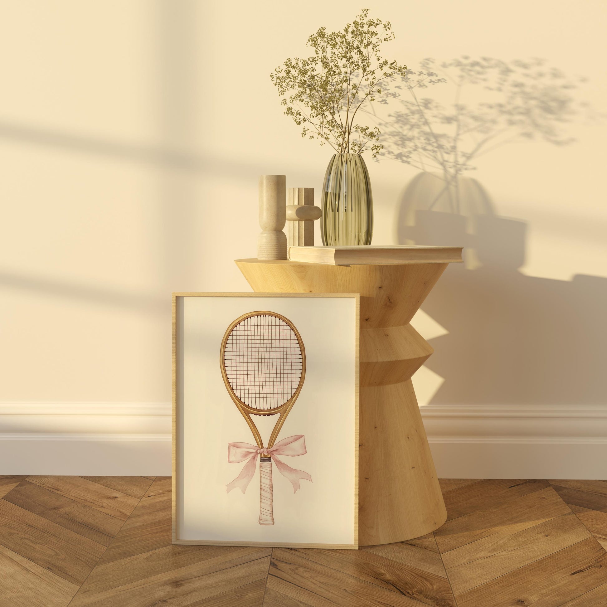 Vintage Tennis Racket Print | Feminine Sports Wall Art | Coquette Aesthetic Tennis Decor | Soft Girl Digital Download | Instant Print