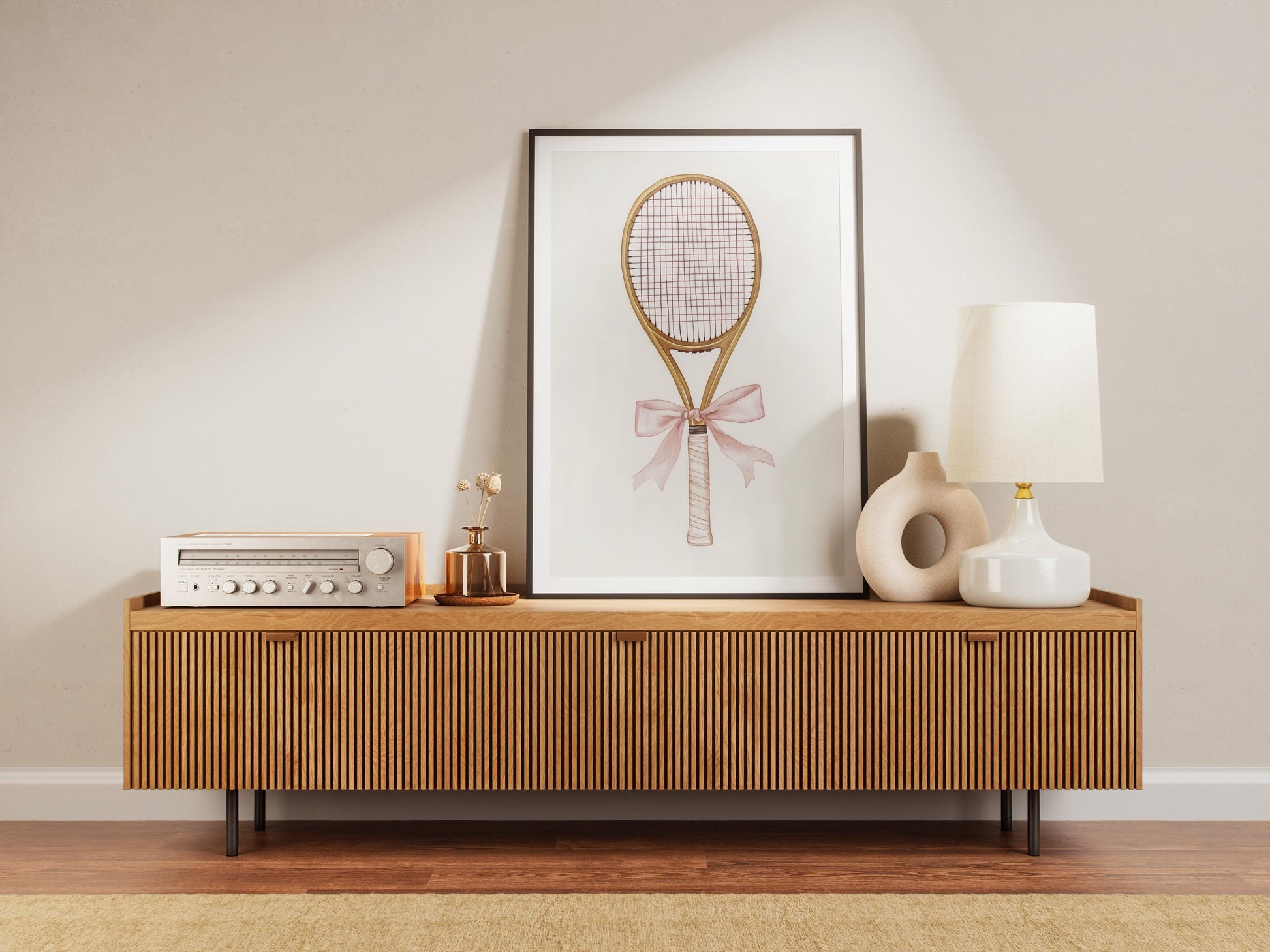 Vintage Tennis Racket Print | Feminine Sports Wall Art | Coquette Aesthetic Tennis Decor | Soft Girl Digital Download | Instant Print