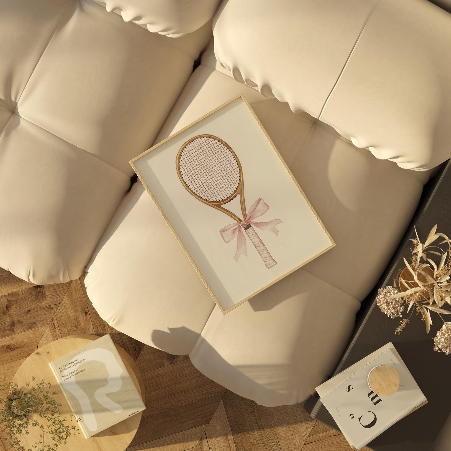 Vintage Tennis Racket Bow Print | Feminine Sports Decor | Watercolor Tennis Poster for Girls' Room & Country Club Aesthetic Racquet