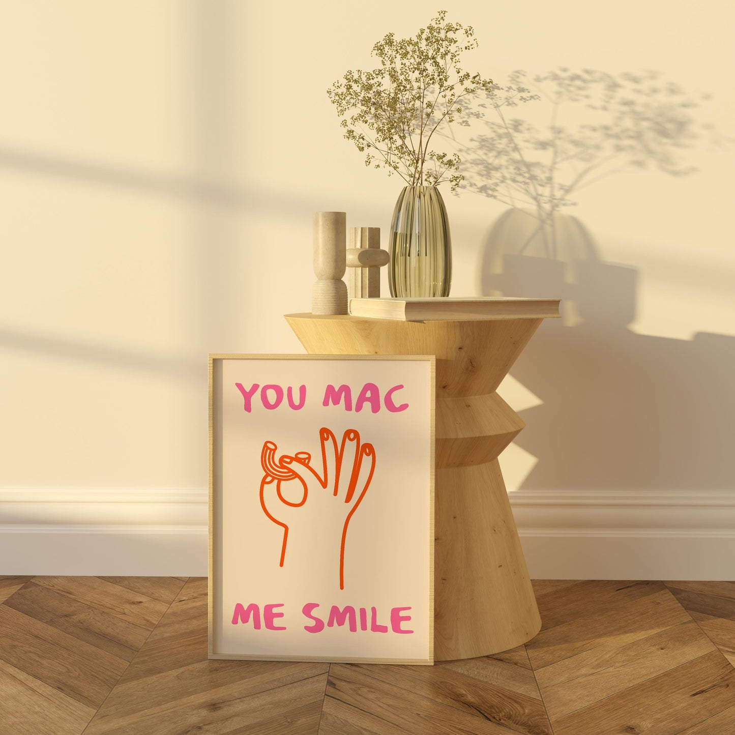 You Mac Me Smile | Funny Mac and Cheese Wall Art | Cute Foodie Print | Playful Kitchen Decor | Pasta Lover Digital Download