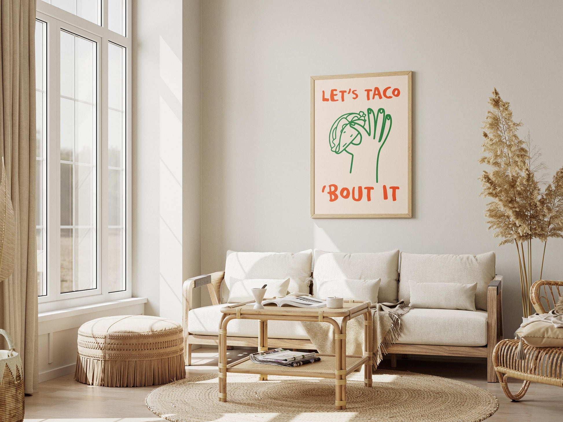 Let’s Taco ‘Bout It Print | Funny Taco Wall Art | Quirky Kitchen Decor for Foodies & Mexican Food Lovers