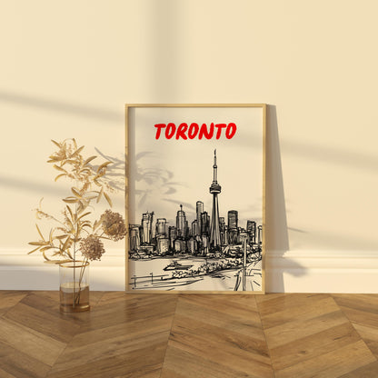 Toronto Skyline Print | Black & White Cityscape Art | Minimalist Travel Poster | Toronto Wall Decor | Modern Architecture Sketch
