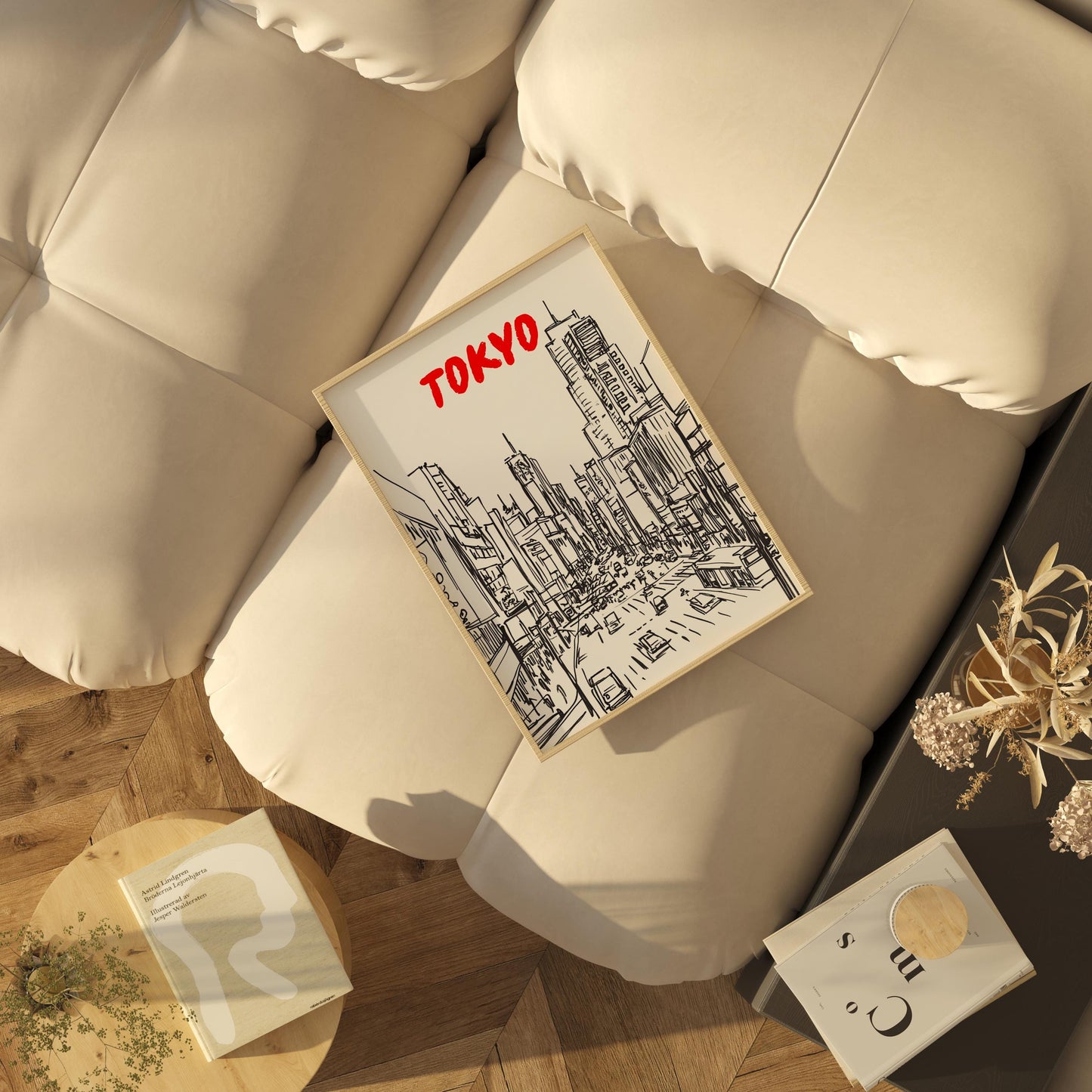 Tokyo Skyline Print | Modern Japan Cityscape Art | Minimalist Black & White Travel Poster | Shibuya Crossing Wall Decor