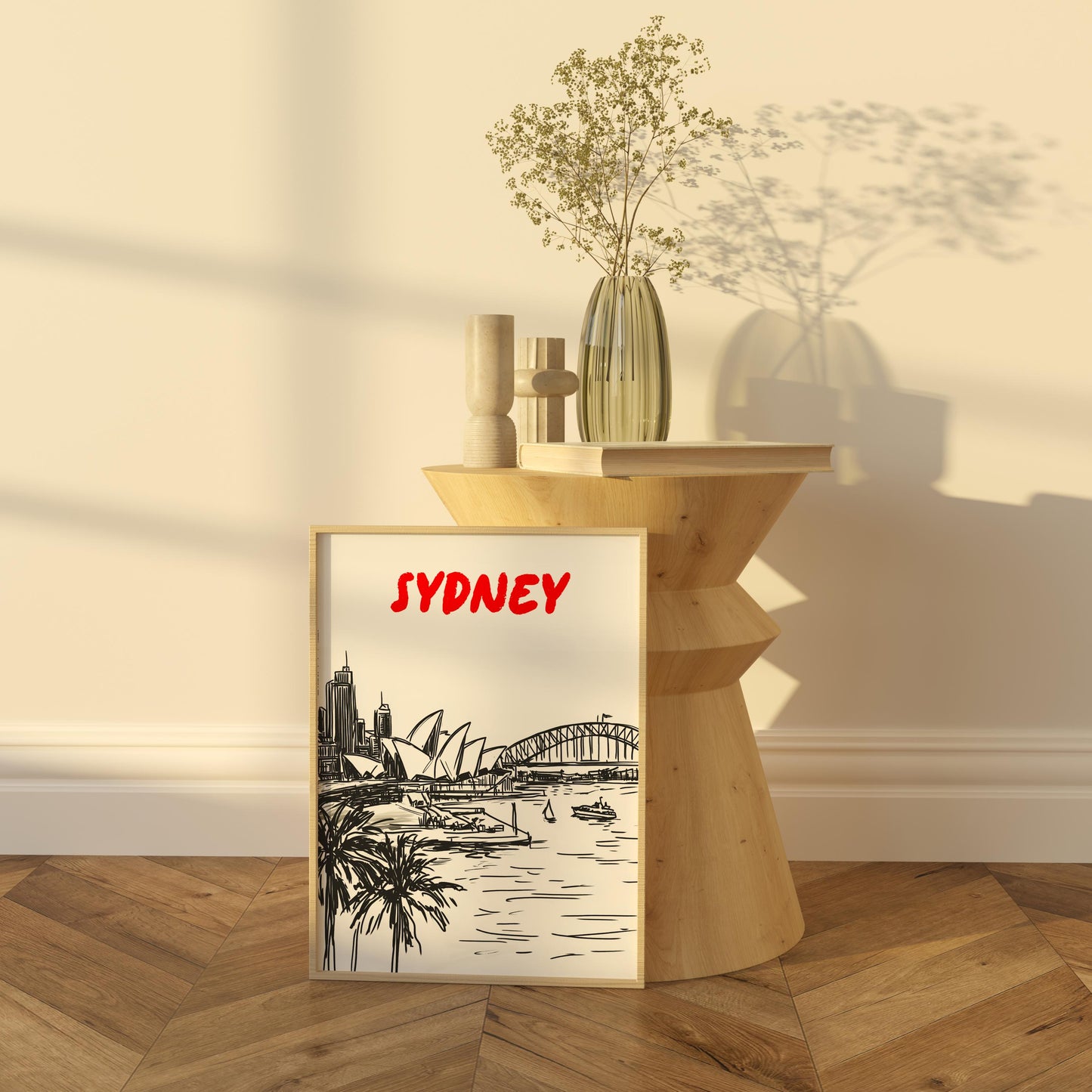 Sydney Skyline Print | Australia Cityscape Wall Art | Minimalist Black & White Travel Poster | Opera House and Harbour Bridge Decor