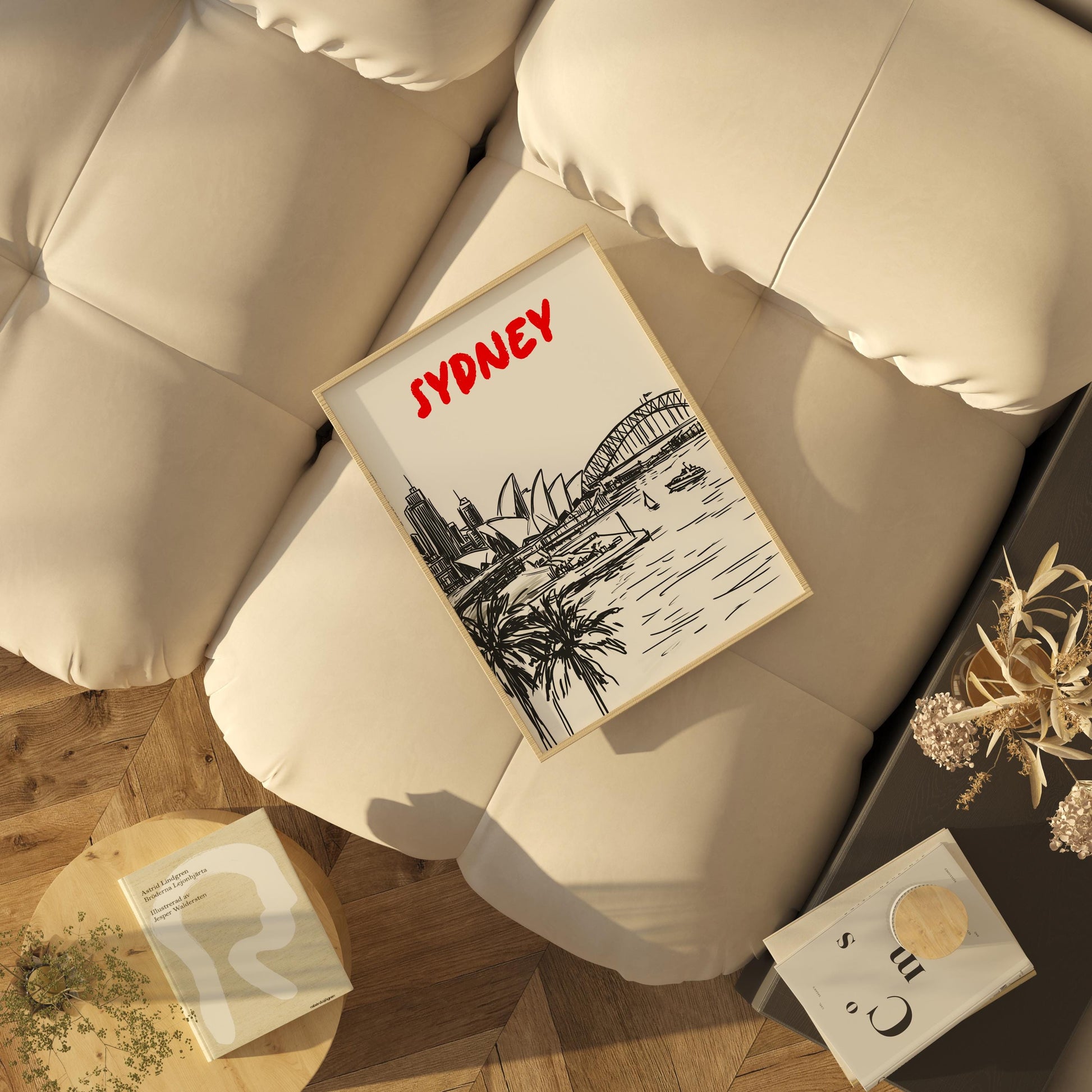 Sydney Skyline Print | Australia Cityscape Wall Art | Minimalist Black & White Travel Poster | Opera House and Harbour Bridge Decor