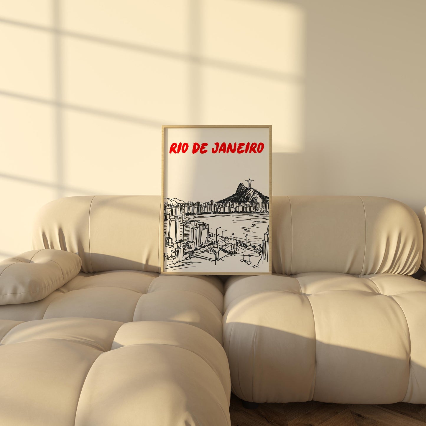 Rio de Janeiro Skyline Print | Brazil Travel Poster | Minimalist Black & White Christ the Redeemer Art | Rio Cityscape Wall Decor