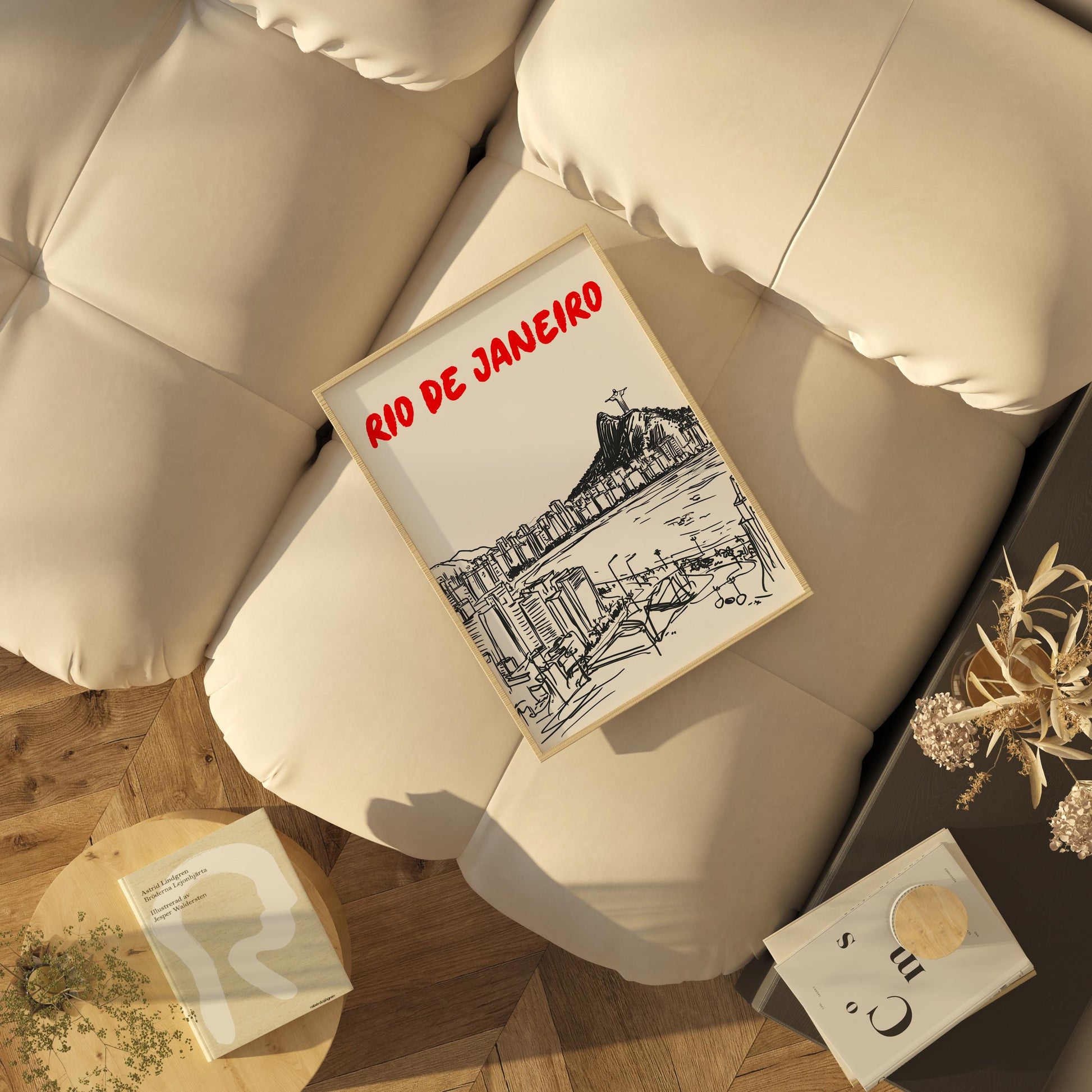 Rio de Janeiro Skyline Print | Brazil Travel Poster | Minimalist Black & White Christ the Redeemer Art | Rio Cityscape Wall Decor