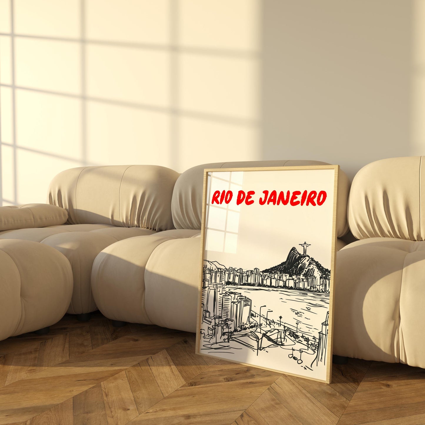 Rio de Janeiro Skyline Print | Brazil Travel Poster | Minimalist Black & White Christ the Redeemer Art | Rio Cityscape Wall Decor