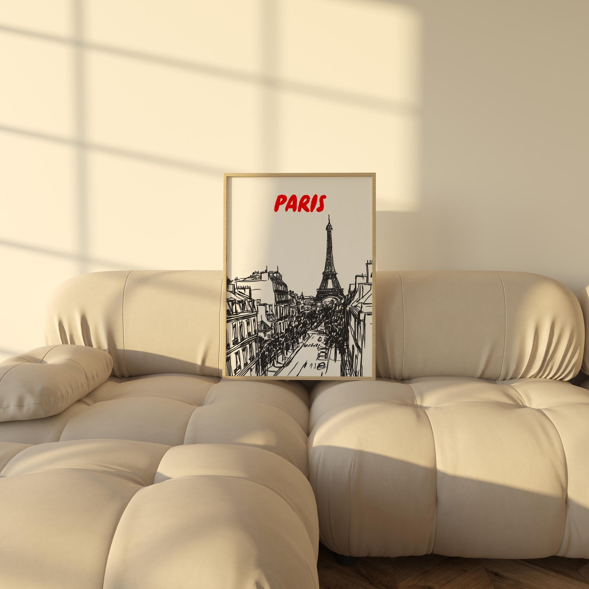 Paris Skyline Print | Eiffel Tower Wall Art | Black & White Parisian Cityscape | Minimalist Paris Travel Poster | French Home Decor