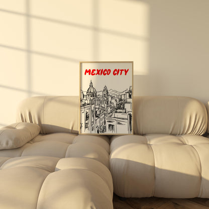 Mexico City Skyline Print | Minimalist Mexico Poster | Black & White Cityscape Art | Mexico Travel Wall Decor | Latin America Home Decor
