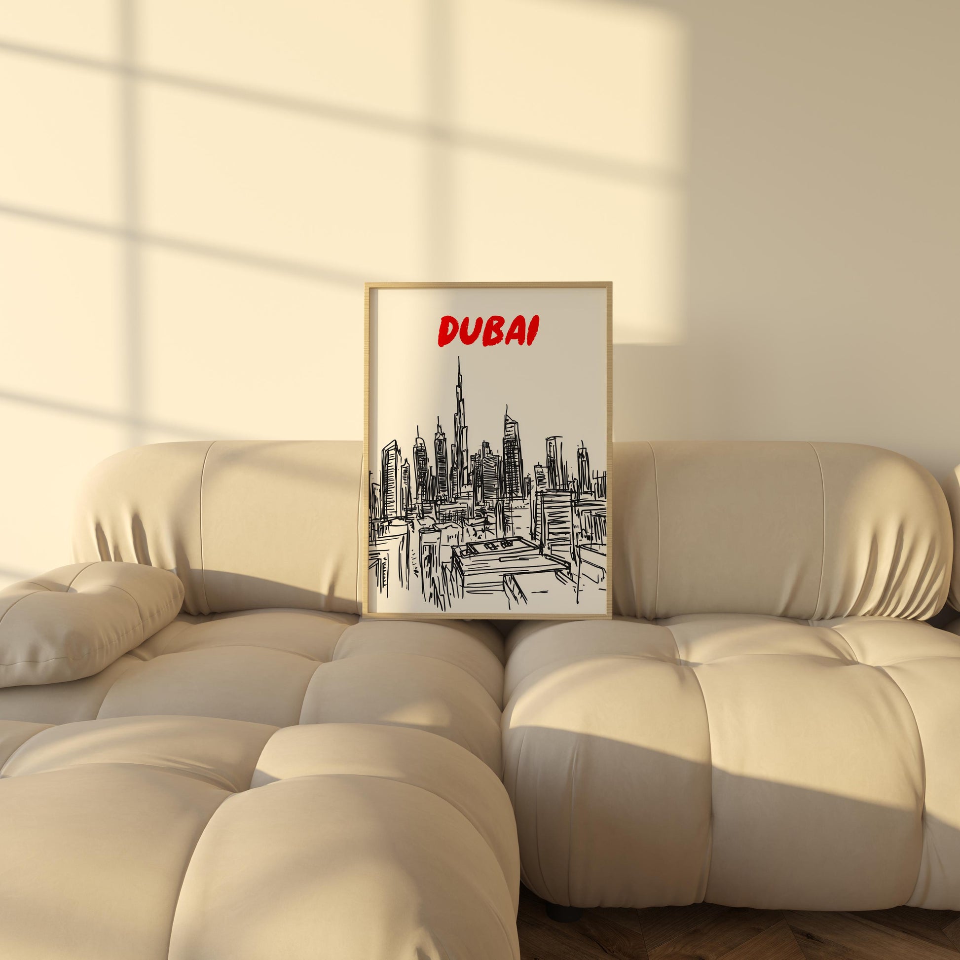 Dubai Skyline Print | Minimalist UAE Cityscape Art | Black & White Burj Khalifa Poster | Dubai Travel Wall Decor | Modern Urban Architecture