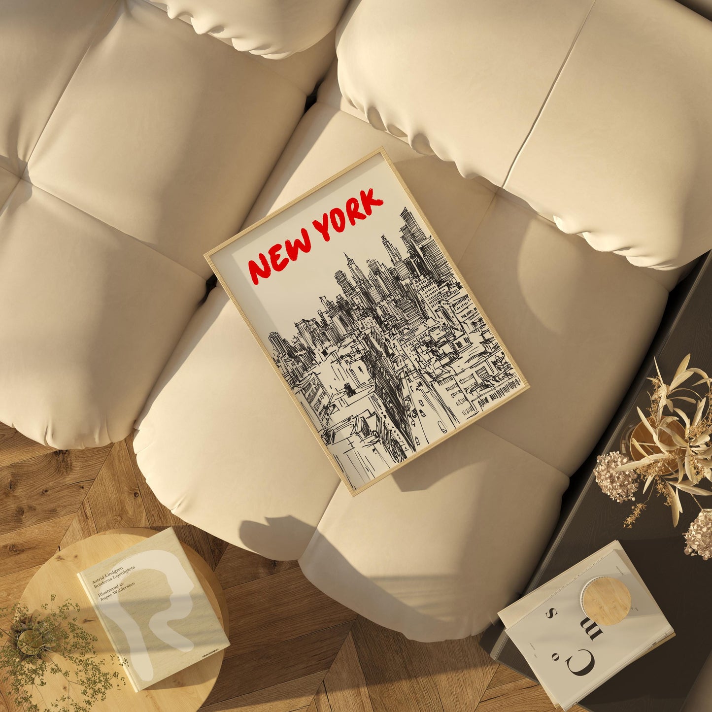 New York City Skyline Print | Black & White NYC Wall Art | Manhattan Urban Sketch | New York Travel Poster | Minimalist NYC Decor