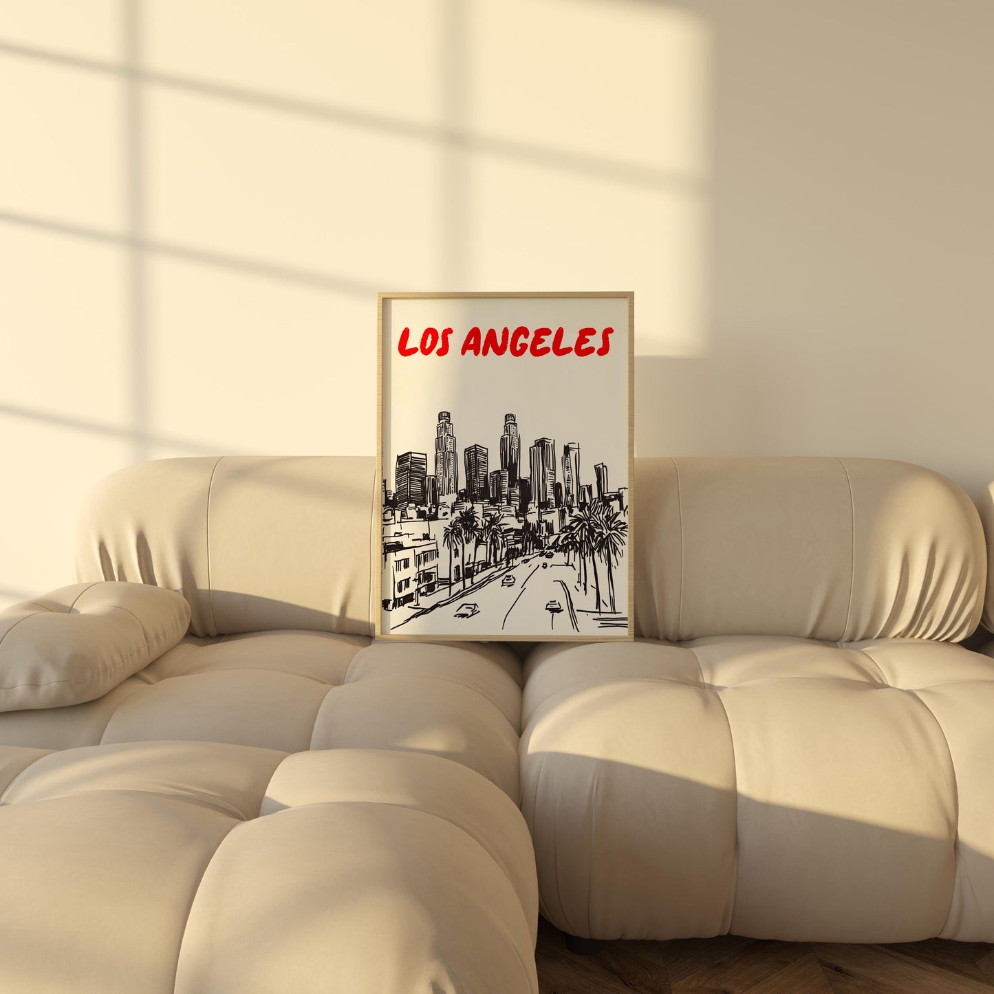 Los Angeles Skyline Print | LA Cityscape Wall Art | Minimalist Los Angeles Poster | Black & White Urban Sketch | Modern LA Decor