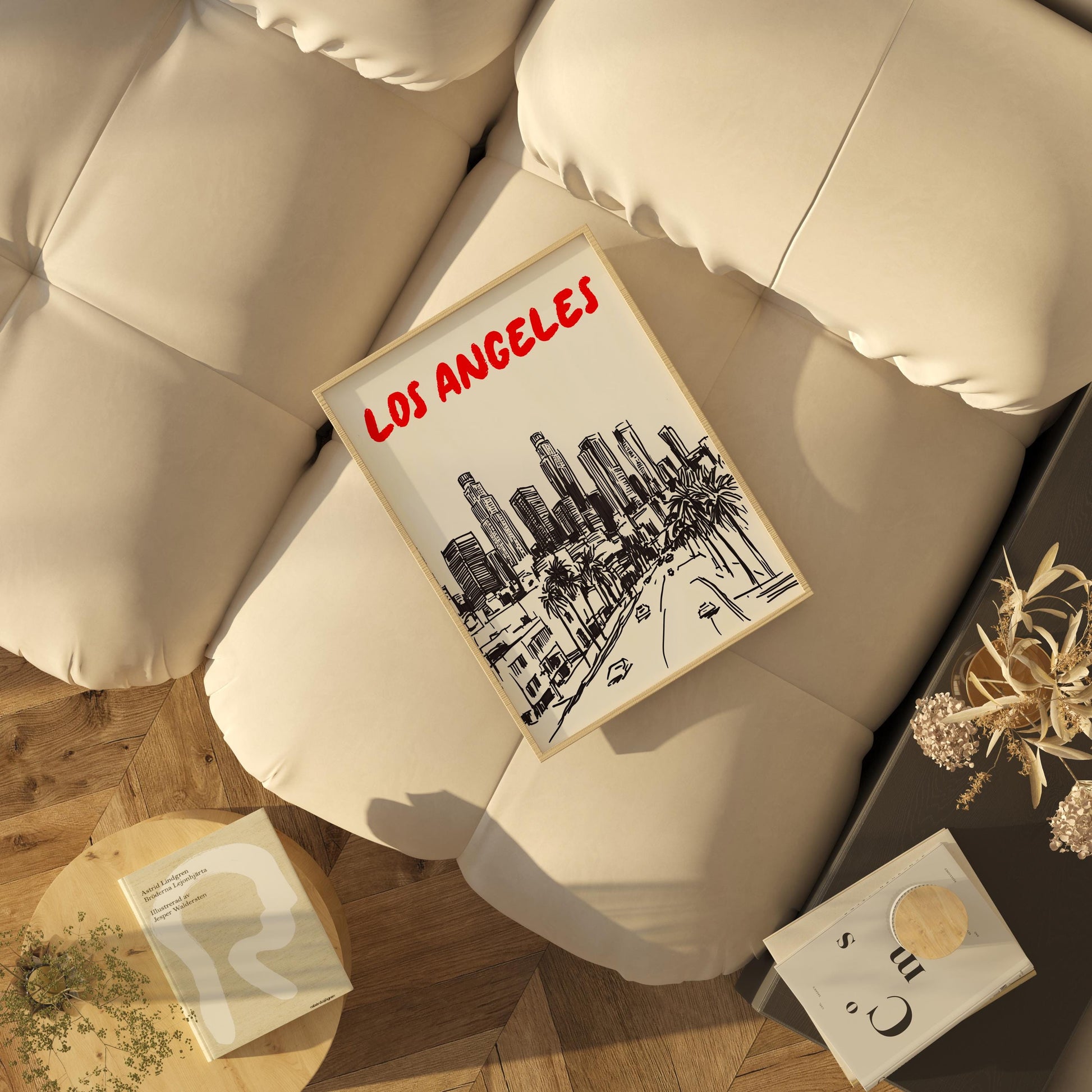 Los Angeles Skyline Print | LA Cityscape Wall Art | Minimalist Los Angeles Poster | Black & White Urban Sketch | Modern LA Decor