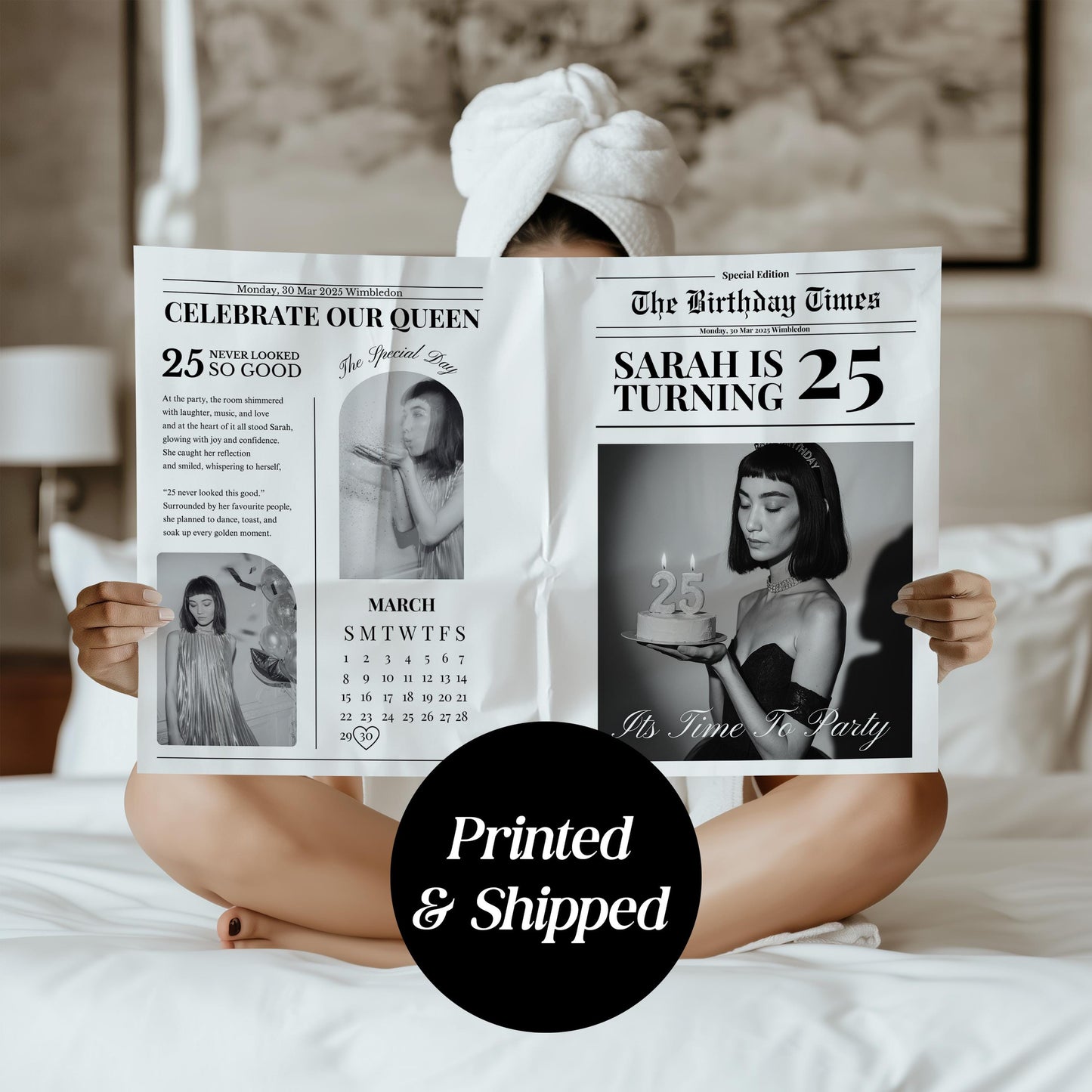 Custom Printed And Shipped Newspaper, Invitations Newspaper Birthday, Baby Announcement Large Newspaper Editable