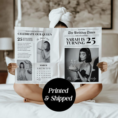 Custom Printed And Shipped Newspaper, Invitations Newspaper Birthday, Baby Announcement Large Newspaper Editable