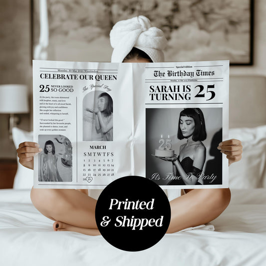 Custom Printed And Shipped Newspaper, Birthday Invitations Newspaper, Baby Announcement Large Newspaper Editable