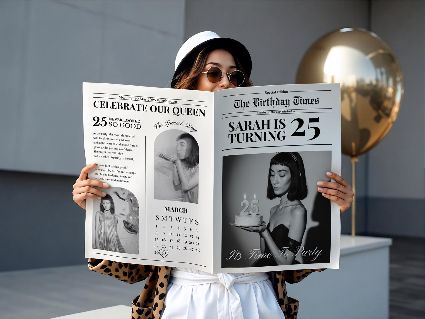 Custom Printed And Shipped Newspaper, Birthday Invitations Newspaper, Baby Announcement Large Newspaper Editable
