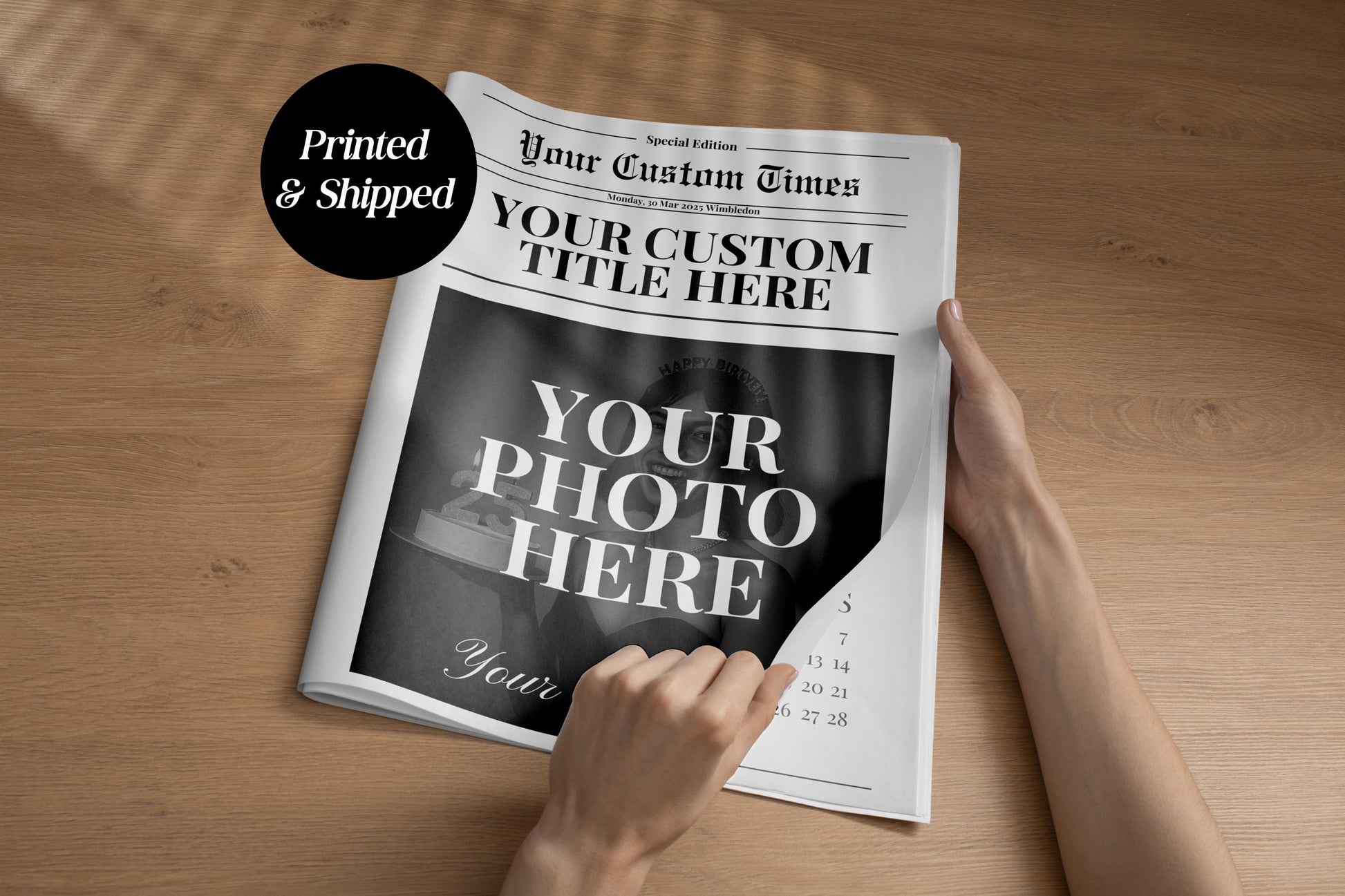 Custom Printed And Shipped Newspaper, Invitations Newspaper Birthday, Baby Announcement Large Newspaper Editable