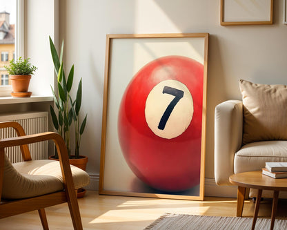 Lucky Number 7 Ball Wall Art, Boho Minimalist Prints, Modern Retro Art, Digital Download for Home Decor