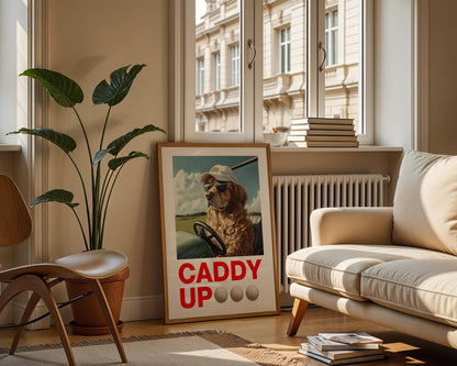 Golden Retriever Golf Art, Printable Dog Wall Decor, Golf Lover Gift, Nursery Art, Funny Golfing Print