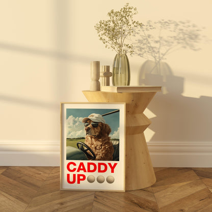 Golden Retriever Golf Art, Printable Dog Wall Decor, Golf Lover Gift, Nursery Art, Funny Golfing Print