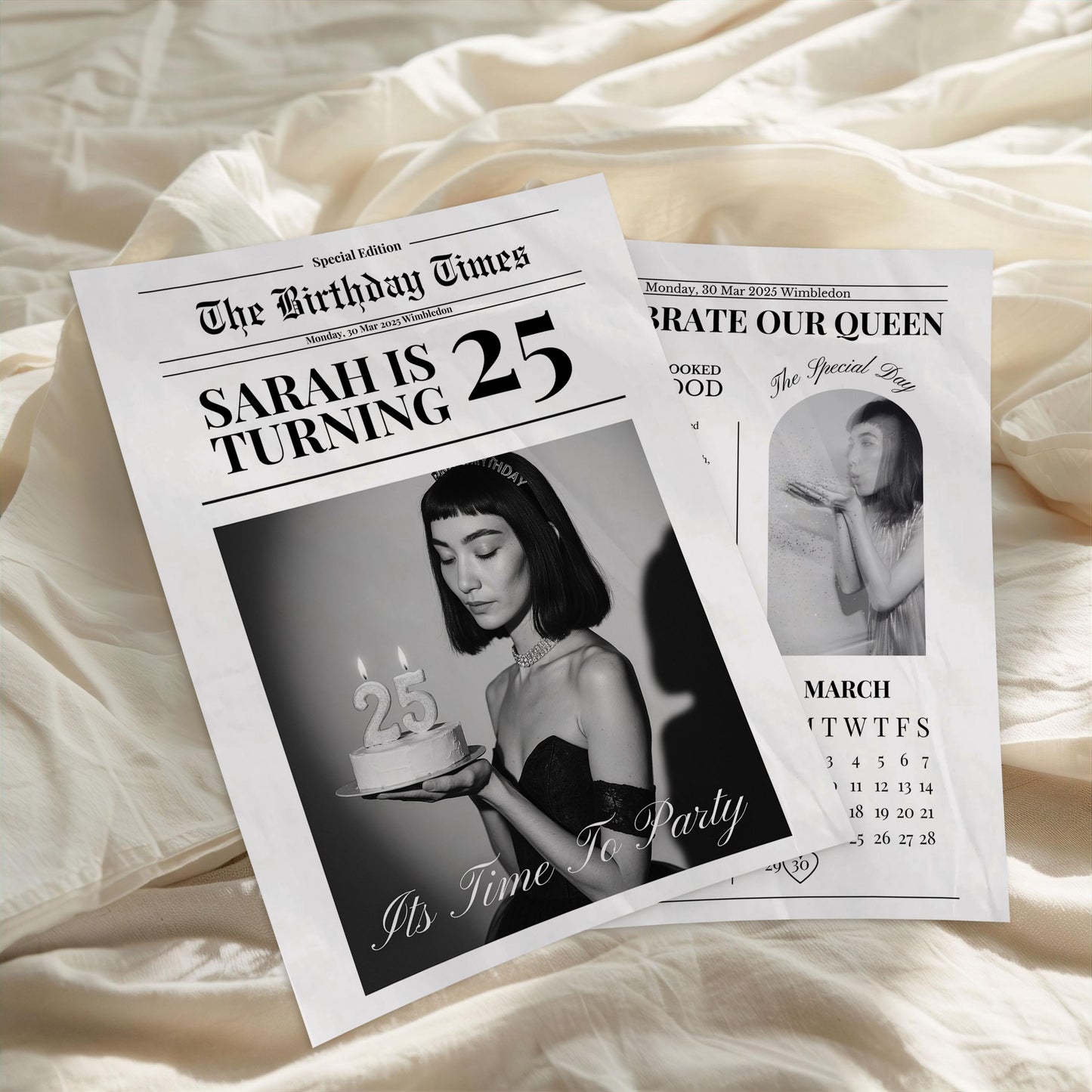 Custom Printed And Shipped Newspaper, Invitations Newspaper Birthday, Baby Announcement Large Newspaper Editable