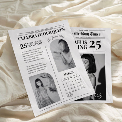 Custom Printed And Shipped Newspaper, Birthday Invitations Newspaper, Baby Announcement Large Newspaper Editable