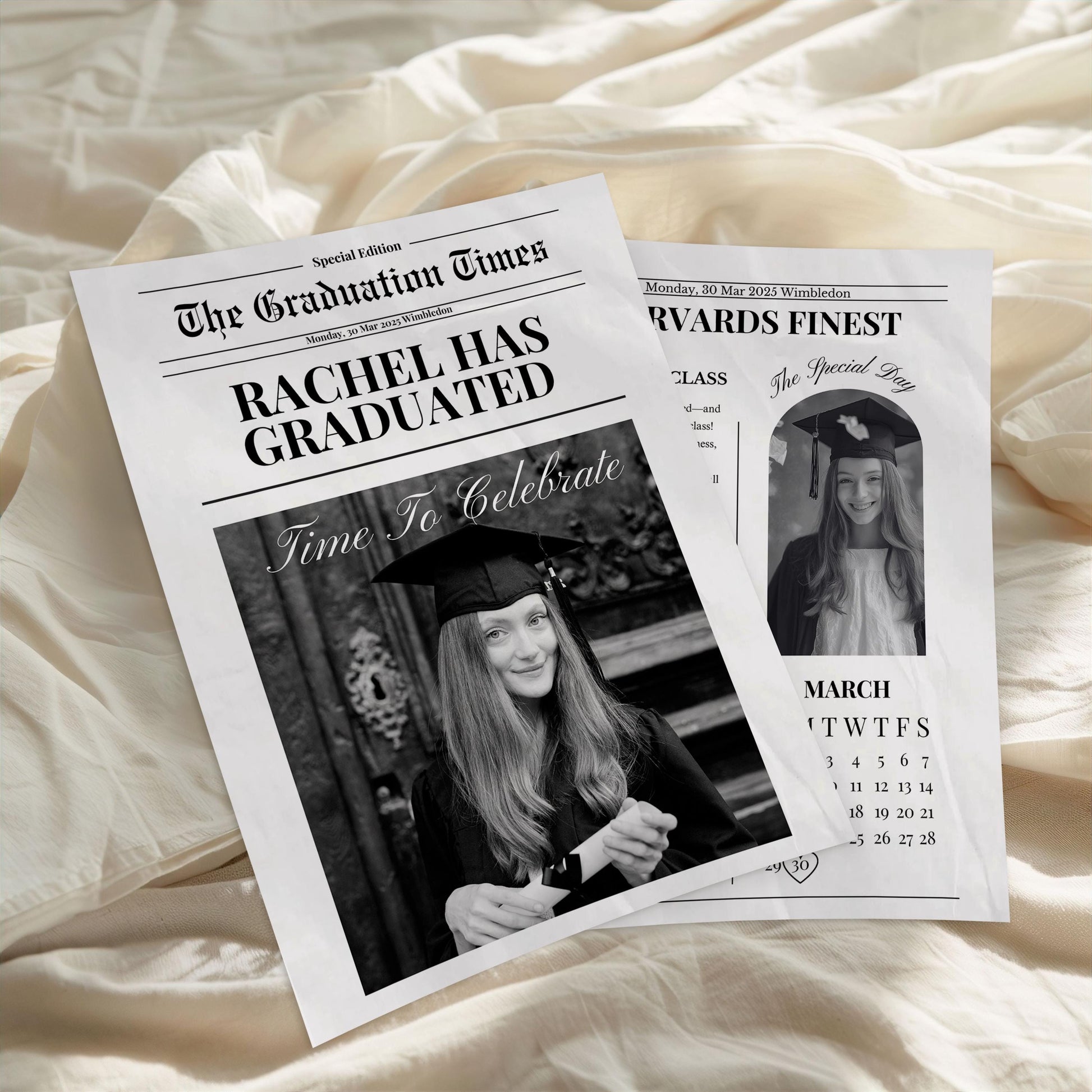 Custom Printed And Shipped Graduation Newspaper, Invitations Newspaper Birthday, Baby Announcement Large Newspaper Editable