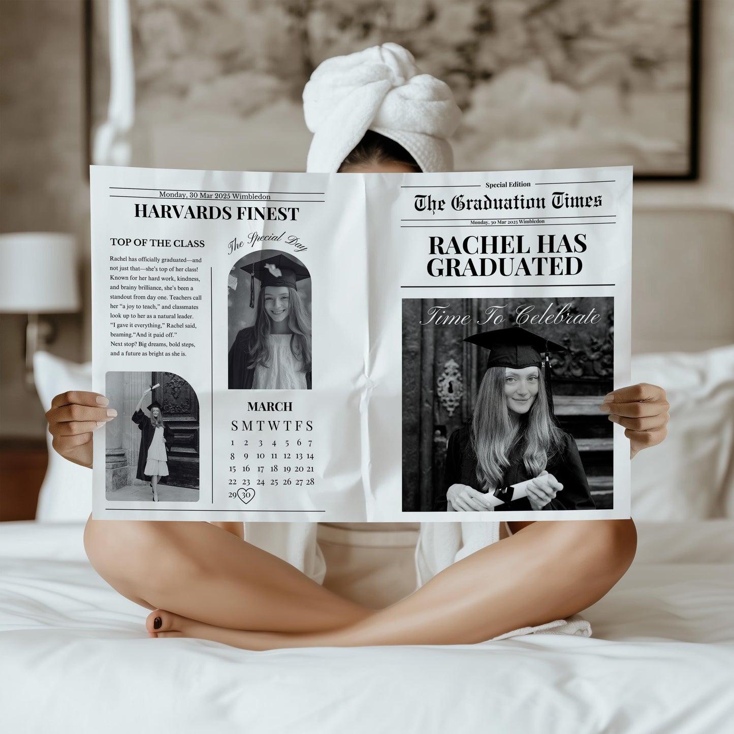 Custom Printed And Shipped Graduation Newspaper, Invitations Newspaper Birthday, Baby Announcement Large Newspaper Editable