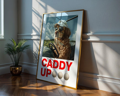 Golden Retriever Golf Art, Printable Dog Wall Decor, Golf Lover Gift, Nursery Art, Funny Golfing Print