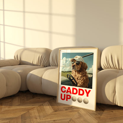 Golden Retriever Golf Art, Printable Dog Wall Decor, Golf Lover Gift, Nursery Art, Funny Golfing Print