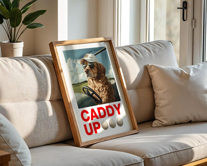 Golden Retriever Golf Art, Printable Dog Wall Decor, Golf Lover Gift, Nursery Art, Funny Golfing Print