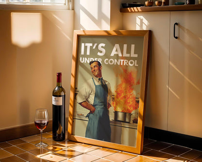 Retro Kitchen Print, Funny 50s Cooking Poster, Vintage Wall Art, Humorous Kitchen Decor, Gift for Chefs, I'm Fine, Digital Download,