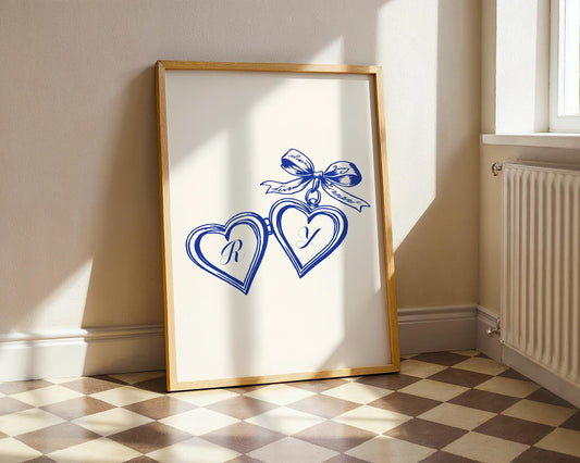 Custom Couples Initial Locket Art Print