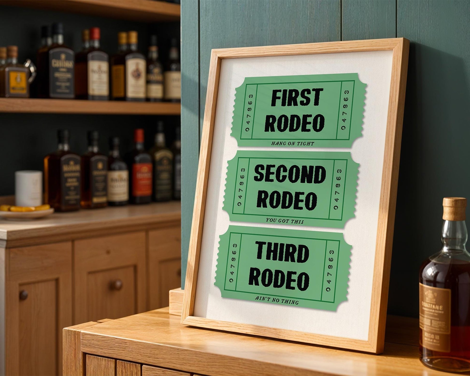 First Rodeo Ticket Art Print, Vintage Western Decor, Cowboy Print, Fun Wall Art for Home or Office