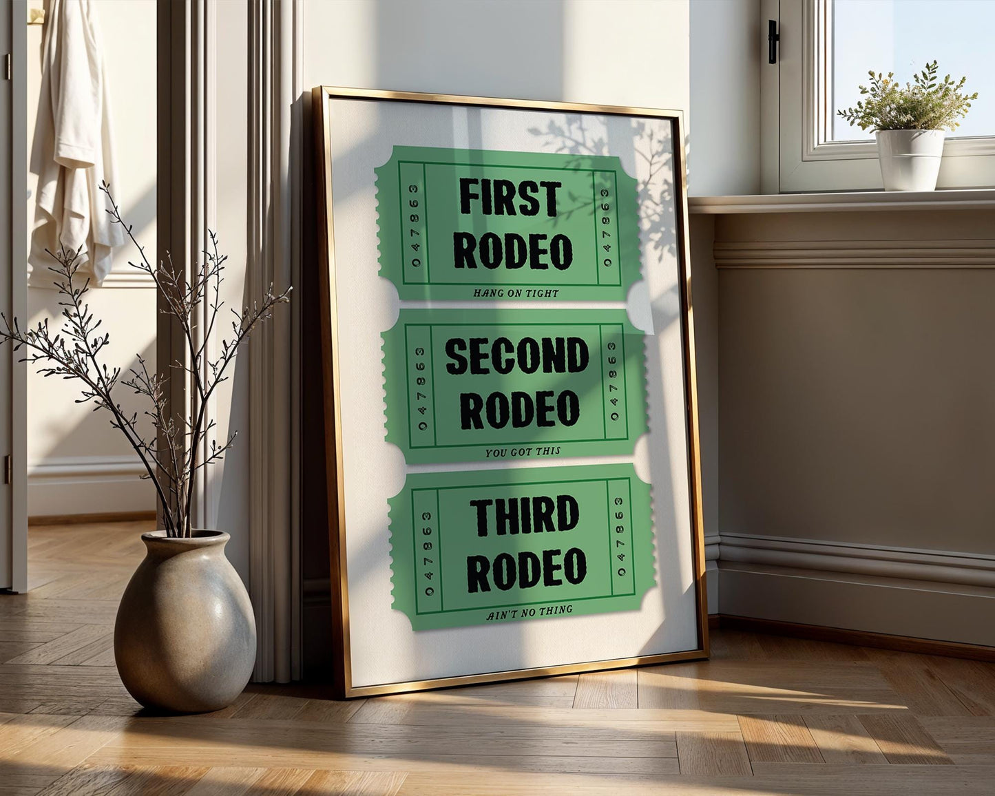 First Rodeo Ticket Art Print, Vintage Western Decor, Cowboy Print, Fun Wall Art for Home or Office