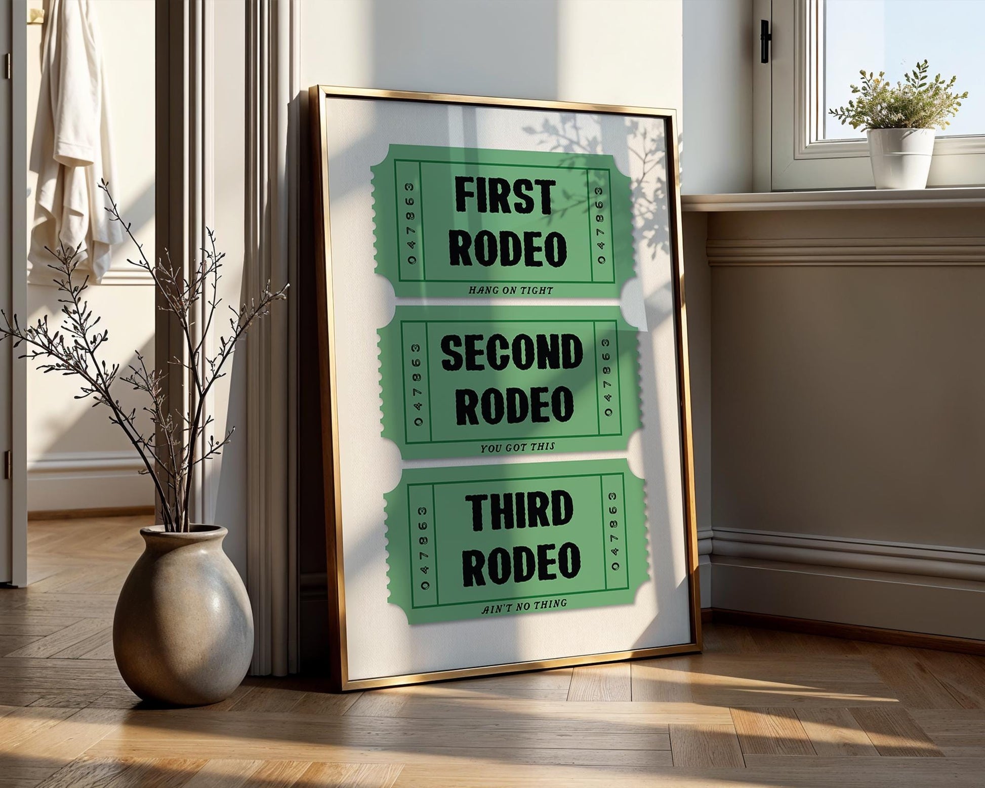 First Rodeo Ticket Art Print, Vintage Western Decor, Cowboy Print, Fun Wall Art for Home or Office