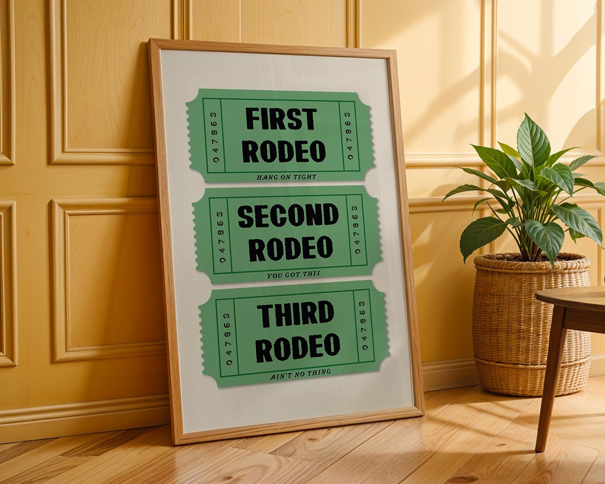 First Rodeo Ticket Art Print, Vintage Western Decor, Cowboy Print, Fun Wall Art for Home or Office