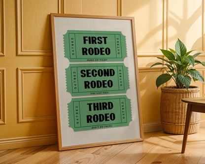 First Rodeo Ticket Art Print, Vintage Western Decor, Cowboy Print, Fun Wall Art for Home or Office