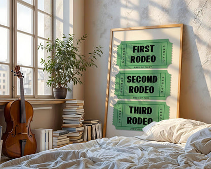 First Rodeo Ticket Art Print, Vintage Western Decor, Cowboy Print, Fun Wall Art for Home or Office