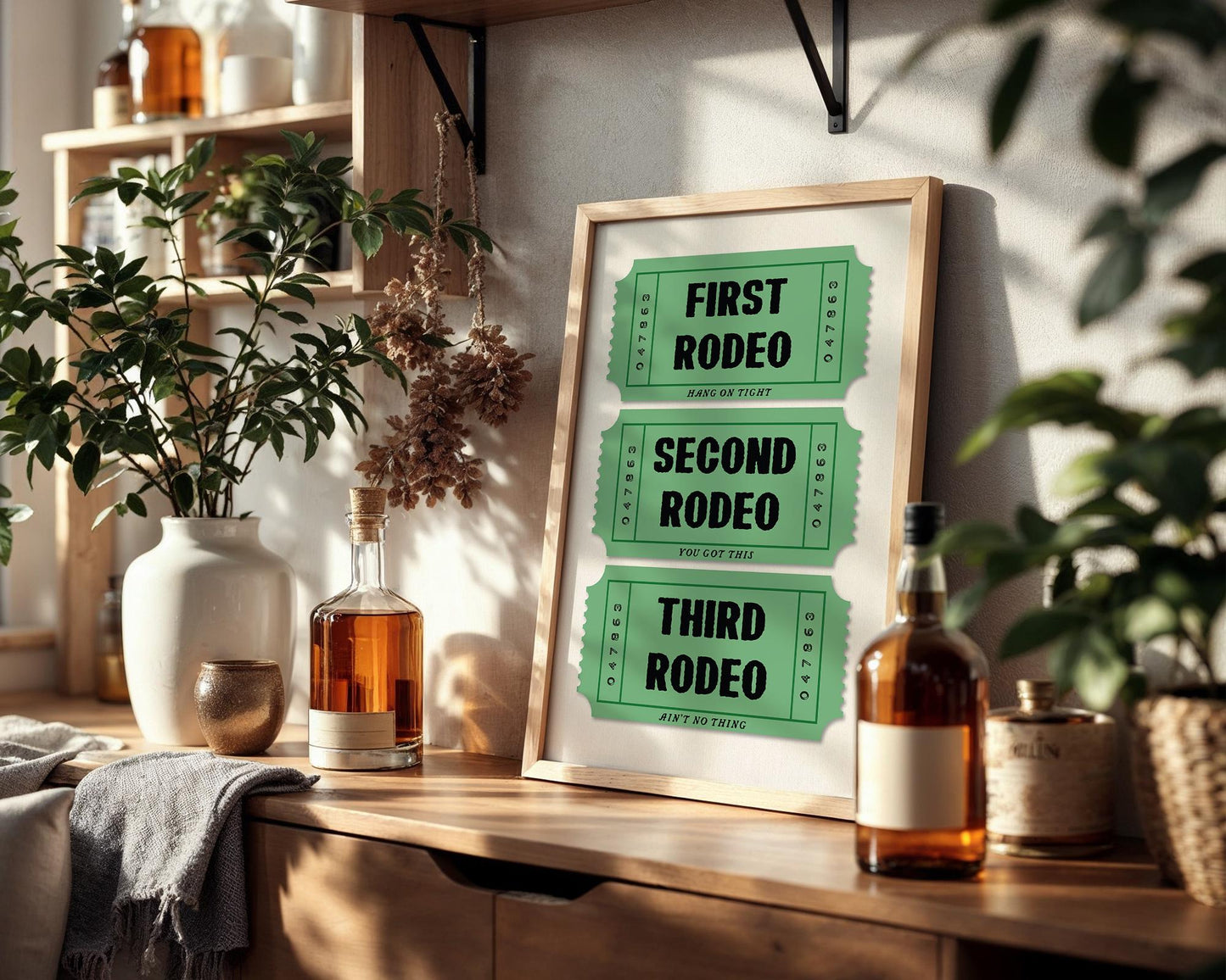 First Rodeo Ticket Art Print, Vintage Western Decor, Cowboy Print, Fun Wall Art for Home or Office