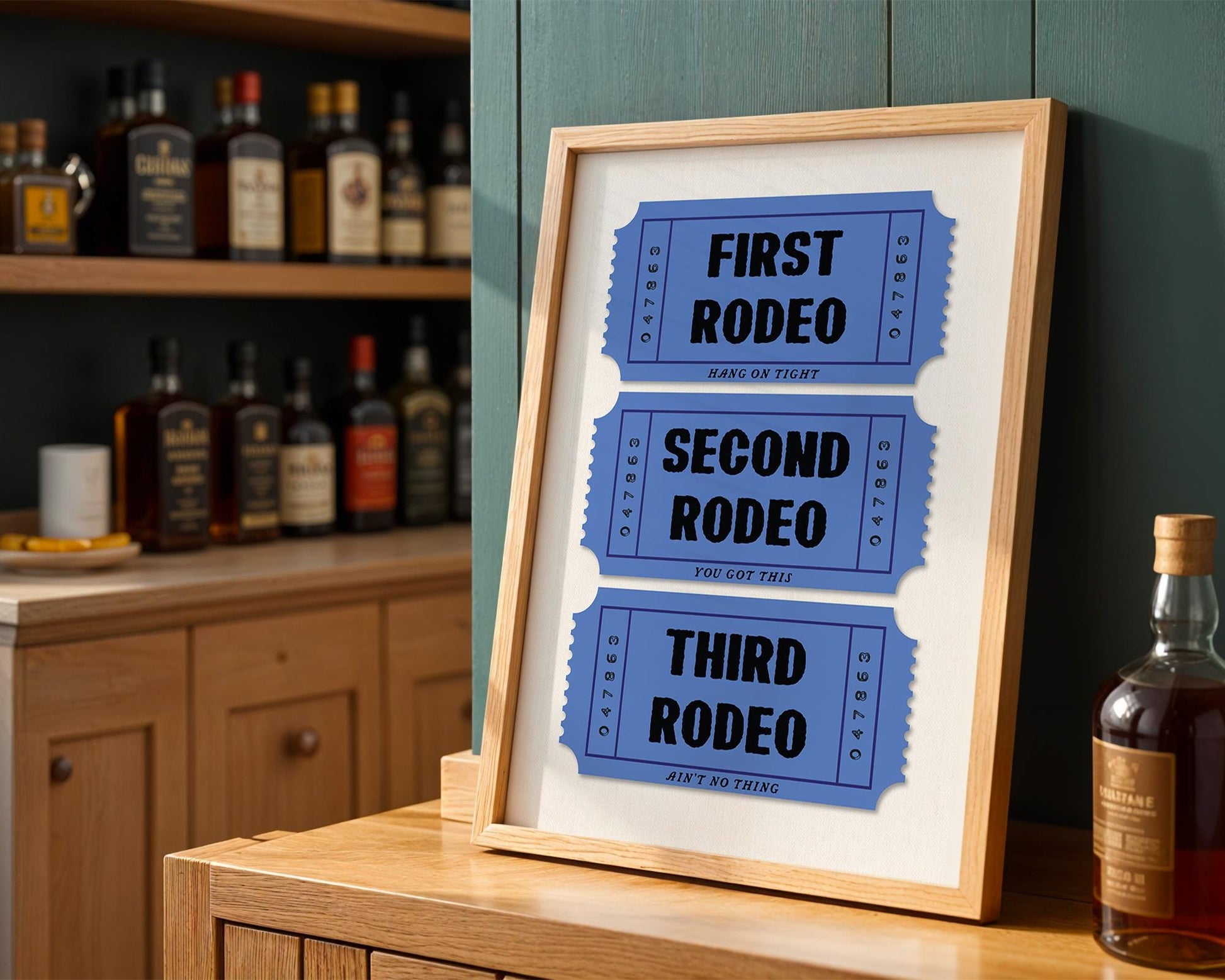 First Rodeo Ticket Art Print, Western Boho Decor, Printed Cowboy Artwork, Fun Wall Art for Home or Office