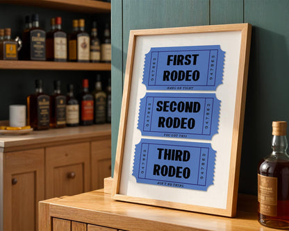 First Rodeo Ticket Art Print, Western Boho Decor, Printed Cowboy Artwork, Fun Wall Art for Home or Office