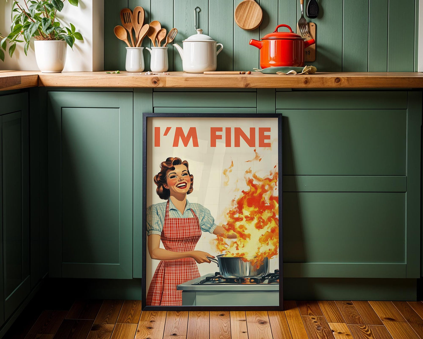 Retro Kitchen Print, Funny 50s Poster, Vintage Cooking Art, Humorous Kitchen Decor, Gift for Mom Chef, Digital Download