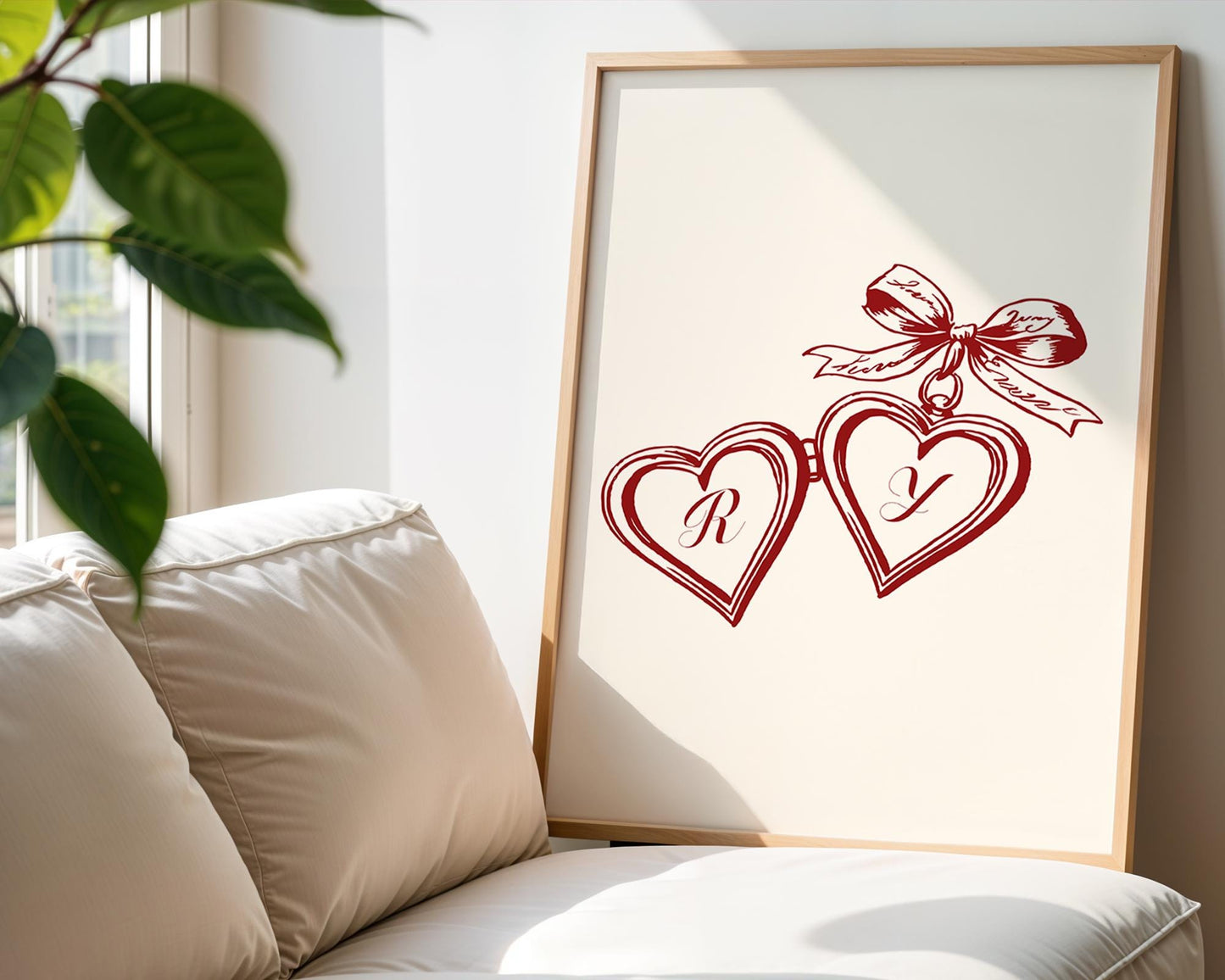 Custom Couples Initial Locket Art Print