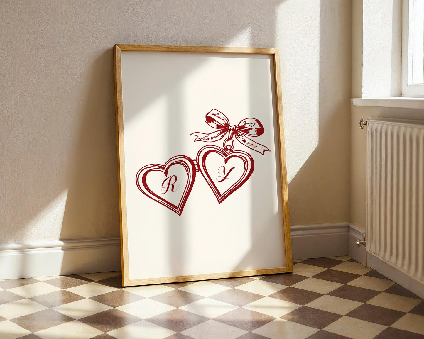 Custom Couples Initial Locket Art Print